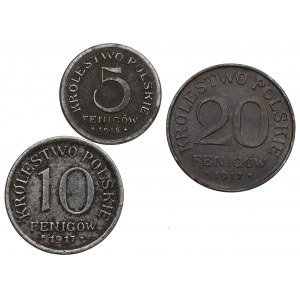 Kingdom of Poland, Set of 5-20 fenigs 1917-18