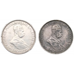 Maďarsko, sada 1 koruny 1896