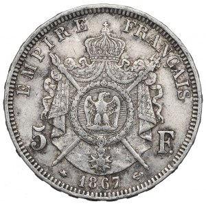 Francja, 5 franków 1867