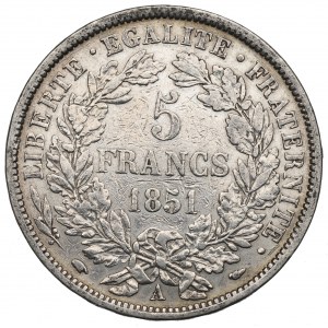 Francja, 5 franków 1851
