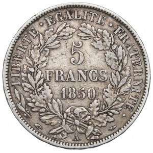 Francúzsko, 5 frankov 1850 A