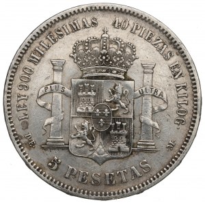Spain, 5 pesetas 1875