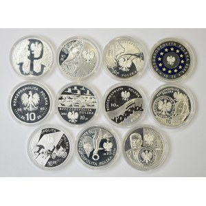 III RP, sada 11 mincí v nominálnej hodnote 10 zlotých