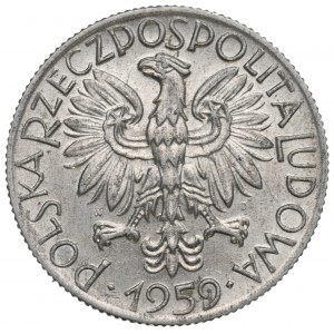 PRL, 5 zloty 1959 Rybak - słoneczko