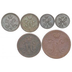 Rosja, Mikołaj I, Zestaw monet miedzianych