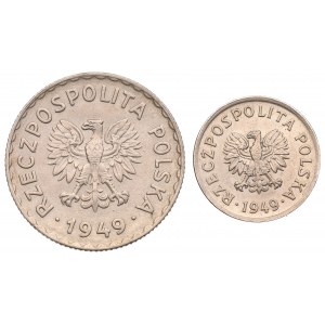 Poľská ľudová republika, sada 10 grošov a 1 zlotý 1949 CuNi
