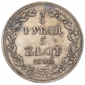 Ruské delenie, Mikuláš I., 3/4 rubľa = 5 zlatých 1836 MW, Varšava