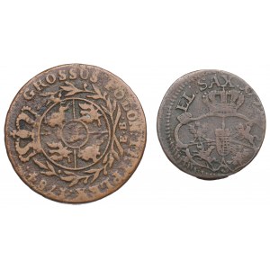 August III a Stanislav Augustus, sada medených mincí