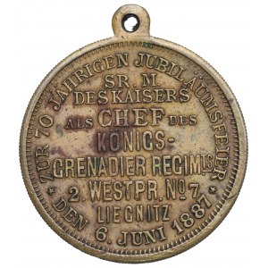 Sliezsko, medaila k 70. výročiu založenia Kráľovského granátnického pluku v Legnici 1887
