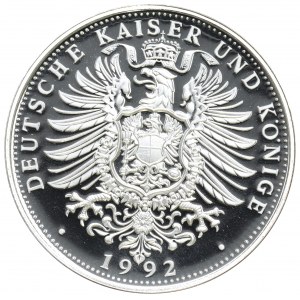 Nemecko, medaila zo série Cisári a králi Nemecka, Wilhelm II 1992 - strieborná