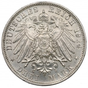 Niemcy, Bawaria, Ludwik III, 3 marki 1914 D, Monachium