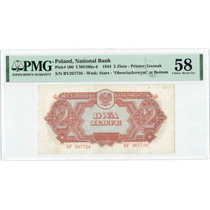 PRL, 2 zloty 1944 , series BY ...owym PMG 58