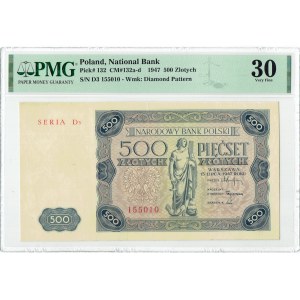 PRL, 500 zlotých 1947 D3 PMG 30