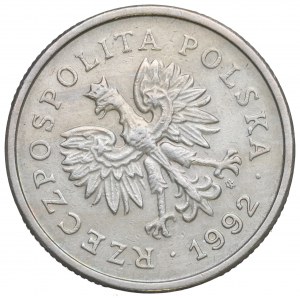 III RP, 1 złoty 1992 - destrukt skrętka 320 stopni