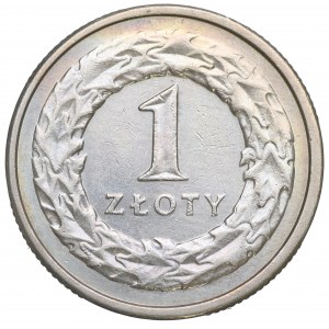 III RP, 1 zlotý 1992 - destrukce stočená na 320 stupňů
