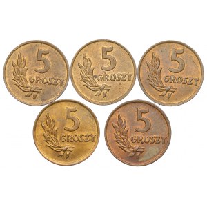 People's Republic of Poland, Set of 5 pennies 1949
