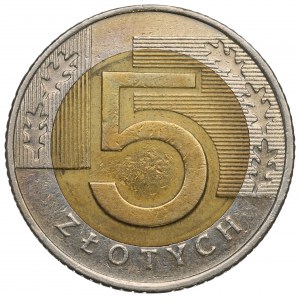 III RP, 5 złotych 1994 - destrukt skrętka 60 stopni