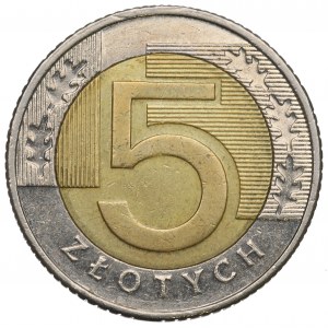 III RP, 5 złotych 2009 - destrukt skrętka 45 stopni