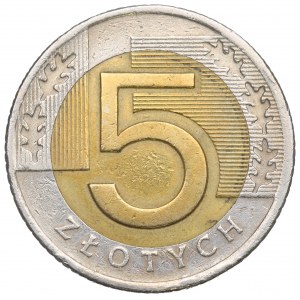III RP, 5 złotych 1994 - destrukt odwrotka 215 stopni