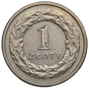 III RP, 1 złoty 1??? - destrukt zapchany stempel