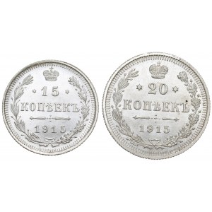 Rosja, Mikołaj II, Zestaw 15-20 kopiejek 1915