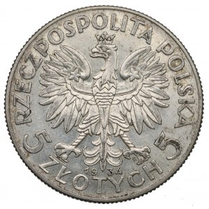 II RP, 5 złotych 1934 Głowa kobiety