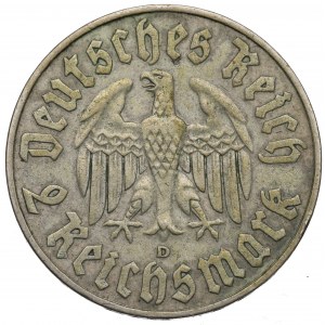 Nemecko, Tretia ríša, 2 marky 1933 D Martin Luther