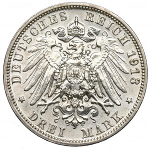 Germany, Saxony, 3 marks 1913 E