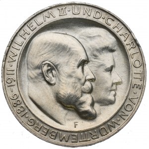 Niemcy, Wirtemberga, 3 marki 1911, Stuttgart - rocznica ślubu