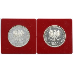PRL, Zestaw 1.000 złotych 1986 - Próby w srebrze