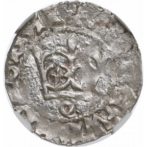 Ladislaus II Jagiello, Halbpfennig ohne Datum, Krakau, Buchstabe O - NGC MS62