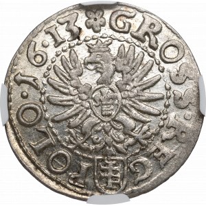 Sigismund III Vasa, Grosz 1613, Krakau - NGC MS64