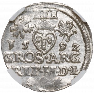 Zygmunt III Waza, Trojak 1592, Wilno - NGC MS62