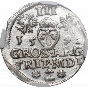 Sigismund III. Vasa, Trojak 1592, Vilnius - SIGIS - NGC MS63