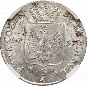 Německo, Prusko, 4 haléře 1797 - NGC MS62