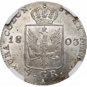 Nemecko, Prusko, 4 groše 1803 - NGC MS62+