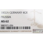 Nemecko, Prusko, 4 groše 1802 - NGC MS62