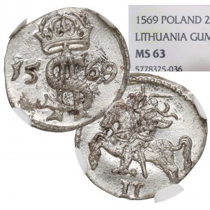 Sigismundus II Augustus, 2 denar 1569, Vilnius - NGC MS63