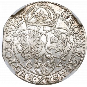 Sigismund III, 6 groschen 1599, Marienburg - NGC MS63