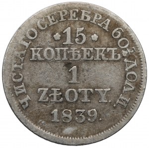 Poland under Russia, 15 kopecks=1 zloty 1839 MW