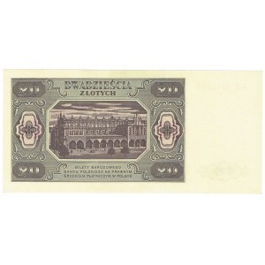 PRL, 20 złotych 1948 GA papier prążkowany