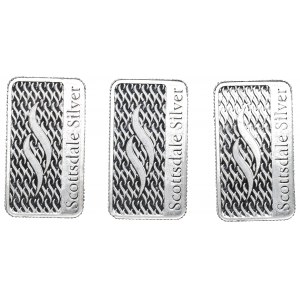 3 pcs. 5 pounds billet of silver .999