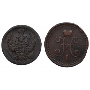 Rosja, zestaw 1 kopiejka 1822 i 1 kopiejka srebrem 1842