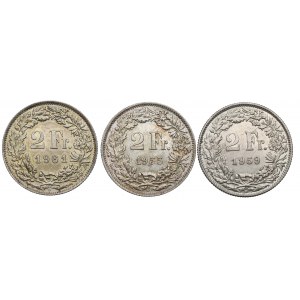 Švajčiarsko, sada 2 frankov 1955-61