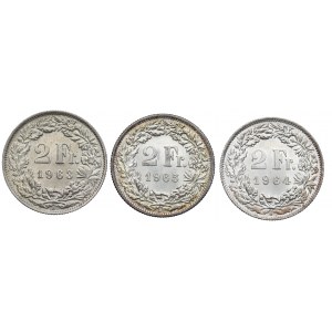 Švajčiarsko, sada 2 frankov 1963-65