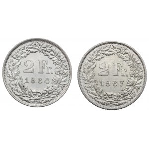 Švajčiarsko, sada 2 frankov 1964 a 1967