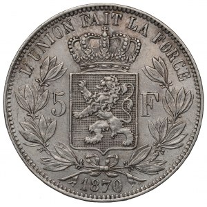 Belgium, 5 francs 1870