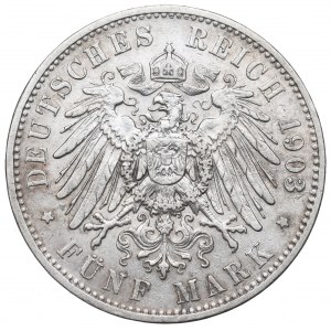 Germany, Saxony, 5 marks 1903 E, Muldenhütten