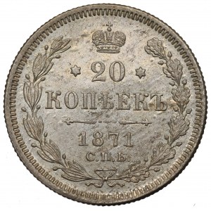 Russia, Alexander II, 20 kopecks 1871 HI