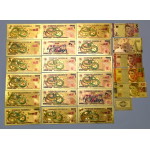 Set of gold-plated banknotes